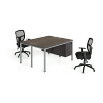 Boss Office Products Simple System 66" x 30" Face to Face Double Desks with Pedestals, Driftwood
