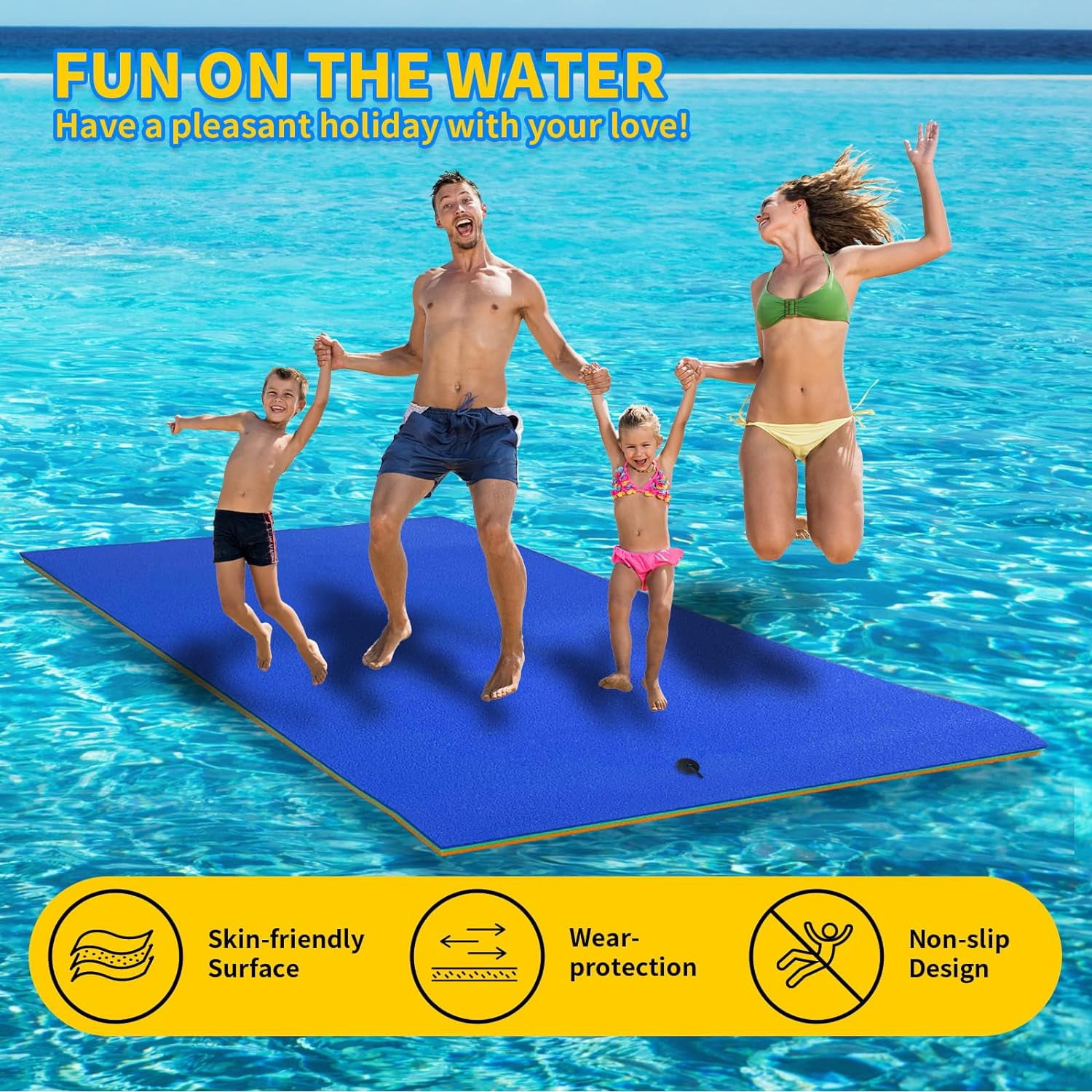 Akaber 9 X 5Ft Lily Pad Floating Mat, 3-Layer Tear-Resistant Xpe Foam Floating Island for 3-5 Adults