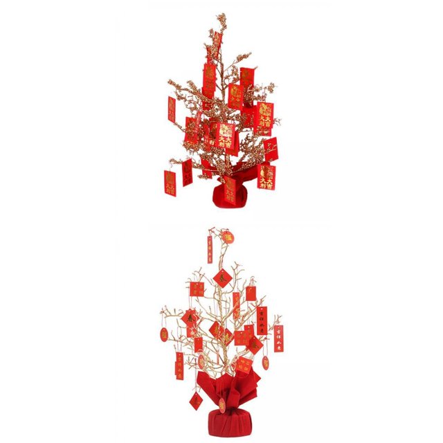 2 Piezas de árbol de año Chino Feng Shui Ornamento para El Yuyangstore Ramas de bayas