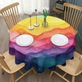 thumbnail image 3 of Colorful Tie Dye Mountain Pattern Round Tablecloth 60"x60",Wrinkle Wipeable Table Cloth for Kitchen Dining Room Picnic Patio Party, 3 of 6