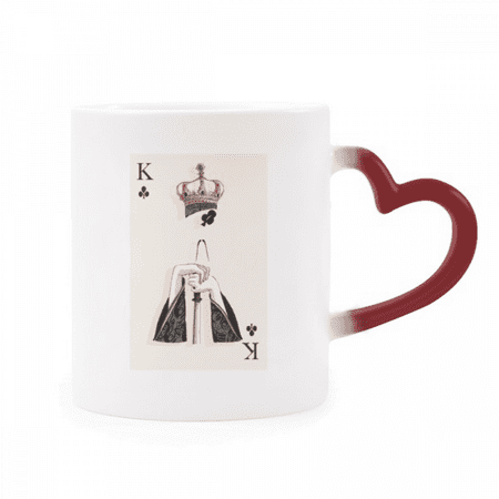 

Playing Cards Club K Pattern Heat Sensitive Mug Red Color Changing Stoneware Cup