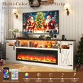 thumbnail image 3 of Blotout 95" Fireplace TV Stand for TVs up to 100" with 60" Electric Fireplace, Large Farmhous Media Entertainment Center w/LED Lights/Power Outlets & Barn Doors Storage Cabinet for Living Room,White, 3 of 9
