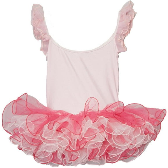 Wenchoice Girl's Pink & Fuchsia Angel-Sleeve Tutu Dress L(5T-6T)