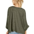 thumbnail image 4 of cfhntfmh Fall Tops for Women Oversized Crewneck Long Sleeve Solid Color T-Shirts Lounge Loose Work Basic Shirts, 4 of 6