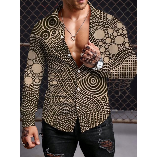 Camisa de manga larga retro para hombre Camisa de manga larga para hombre de estilo nacional Camisas casuales de moda de otoño Ropa personalizada para hombre