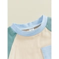 thumbnail image 4 of Bagilaanoe 2pcs Toddler Baby Boy Shorts Set Short Sleeve Contrast Color T Shirt Tops + Shorts 6M 12M 18M 24M 3T 4T Kids Casual Summer Clothes, 4 of 8