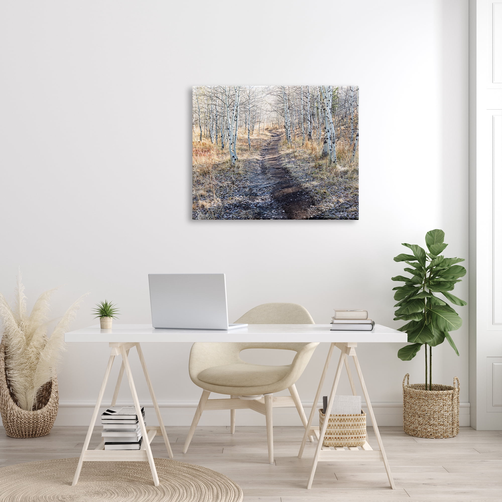 Stupell Industries Dirt Path Between Birch Tree Forest Woodland Scene Photograph Gallery Wrapped Canvas Print Wall Art, Design by Steve Smith