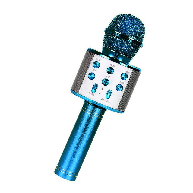 pitrice Microphone Réduction de Bruit Rechargeable Microphone Karaoké Sans Fil Portable Micro LED, Bleu