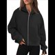 thumbnail image 3 of Sudaderas con Capucha y Cremallera para Mujer, Chaquetas de Forro , Sudaderas de Gran Tamaño, Conjuntos de Moda de Otoño, Suéteres, Ropa de Invierno. Negro XL, 3 of 8