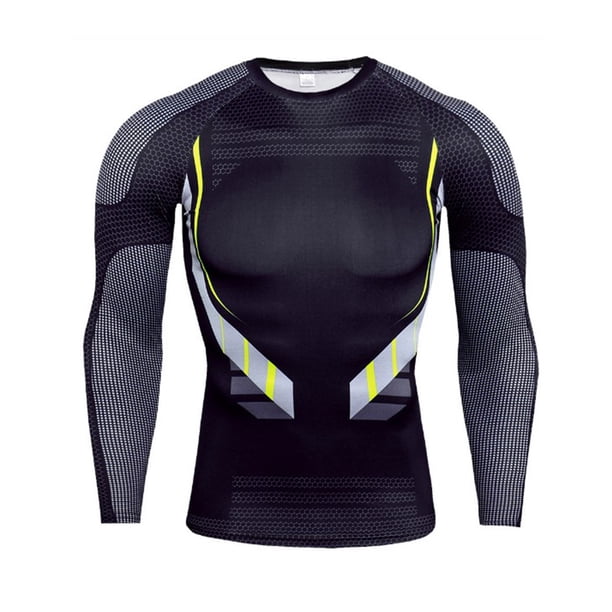 Jumpingount Camiseta ajustada para hombre, cuello ajustado, ropa moldeadora transpirable, camisa de compresión duradera elástica, Camisetas Negro
