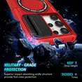 thumbnail image 5 of K-Lion for Samsung Galaxy S24 Ultra Case with Screen Protector,Heavy Duty Shockproof Magnetic Ring Holder Kickstand Rugged Case Frosted Military Grade Protective Cover for Galaxy S24 Ultra,Red, 5 of 10