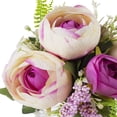 thumbnail image 3 of Enova Home Artificial Flowers Mixed Silk Peony Fake Flowers in Cube Glass Vase with Faux Water for Home Office Wedding Decoration (Beige Purple), 3 of 3