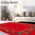 thumbnail image 2 of ODIKA 6'x9' Machine Washable Non-Slip Area Rug, Holly Berry Vine Design Hallway with Botanical Christmas High Traffic Rug with Pad, Red, 606681, 2 of 8