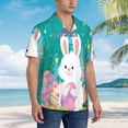 thumbnail image 3 of Rateoe Happy easter Pattern Men’s Hawaiian Shirt – Short Sleeve Button-Down Tropical Beach Shirt, Lightweight & Breathable Casual Aloha Shirt with Pocket,Medium, 3 of 7