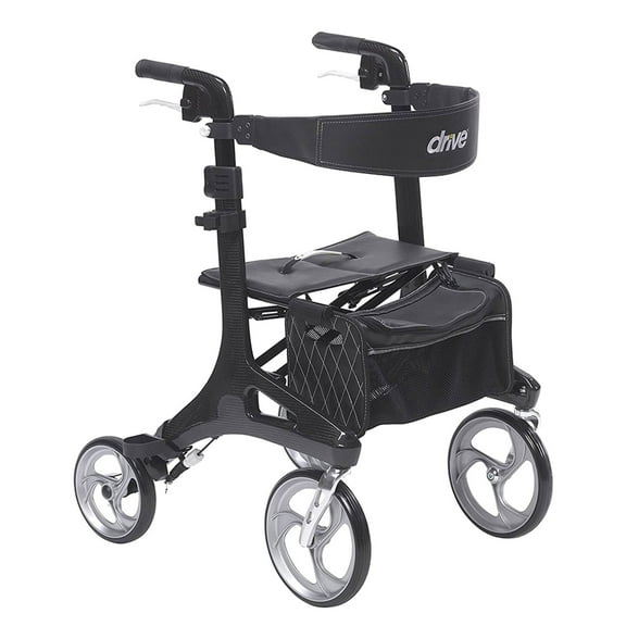Drive Medical Nitro Elite CF Carbon Fiber Rollator Walker Chair with Brake, Black