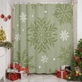 thumbnail image 2 of Shower Curtain 72"W x 96"L Winter Christmas Snowflake Green Art Fabric Shower Curtains Set with Hooks Water Repellent Bathroom Curtains Machine Washable Bathroom Accessories, 2 of 9