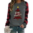 thumbnail image 1 of xiaxaixu T-shirt Imprimé de Noël pour Femmes Pull à Manches Longues en Patchwork, 1 of 10
