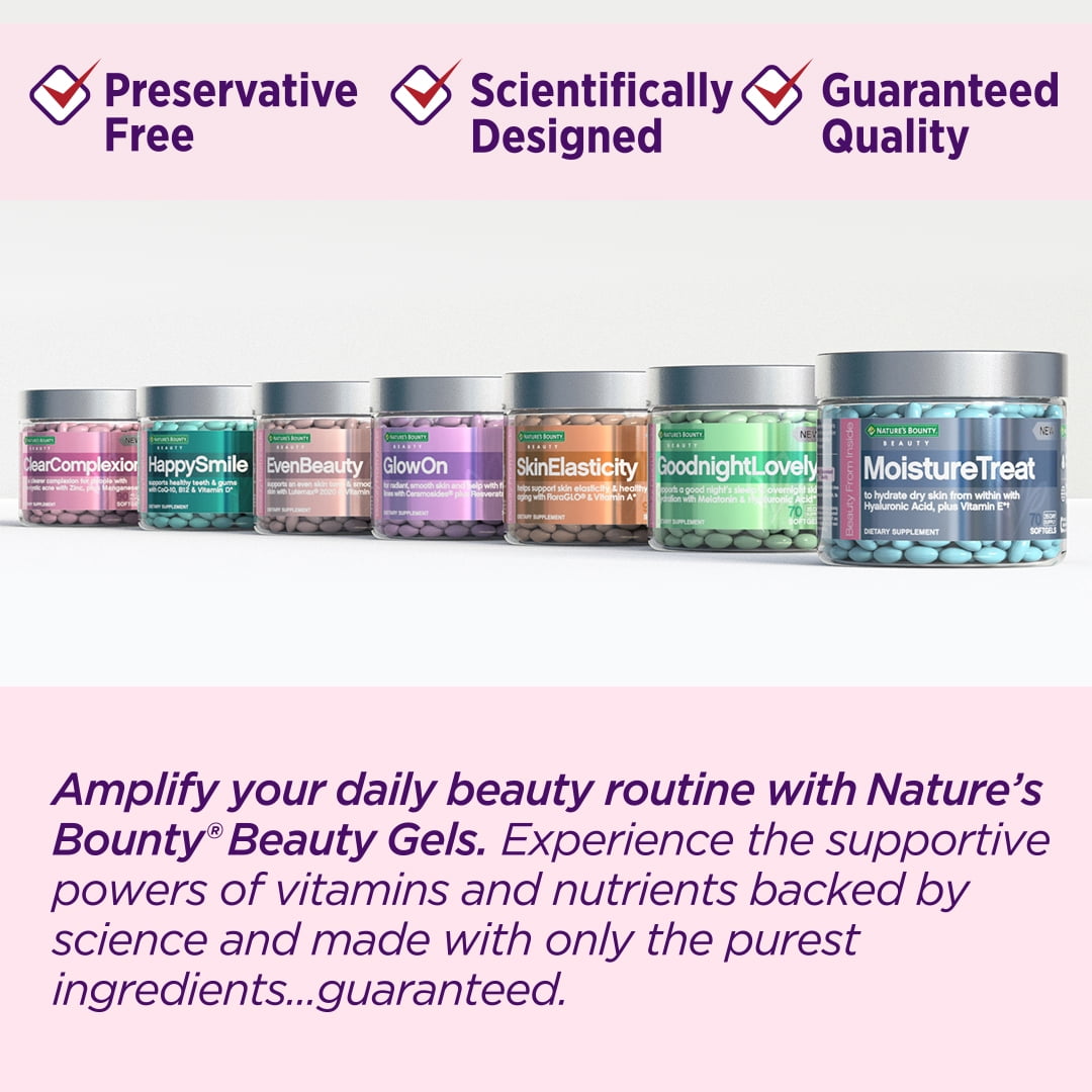 Nature's Bounty GlowOn Beauty Dietary Supplement, Softgels, 90 Ct