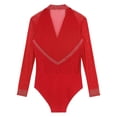 thumbnail image 4 of Jhaoyu Justaucorps à Manches Longues pour Homme Latin Tango, Brillant avec Strass, Justaucorps de Danse, Col à Revers, Combinaison Rouge m, 4 of 6