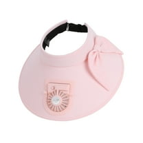 Under to 10$! 360 Degree Fan Rotating Sun Visor USB Charging Protection Large Sun Hat Hollow Hat Portable Fan Pink
