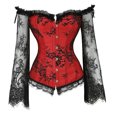 

DTBPRQ Shapewear for Women tummy Control Women s Corsets For Women Princess Corset Lace Ruched Sleeves Elegant Overbust Corset Shapewear Bodysuit Corset Shapewear Body Shaper