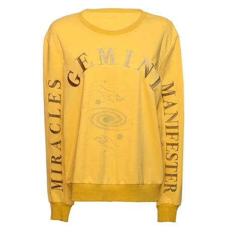 Gemini Women's 100% Premium Cotton Yellow Crewneck Pullover Sweatshirt - Size M - Miracles Manifester