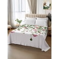 thumbnail image 2 of Pink Spring Floral Twim Size Flat Sheet, Wrinkleproof & Fadeproof Cooling Flat Bed Sheet Only, Green Summer Botanical Breathable Soft Bedding Top Sheets 66 x 96 Inches, 2 of 8