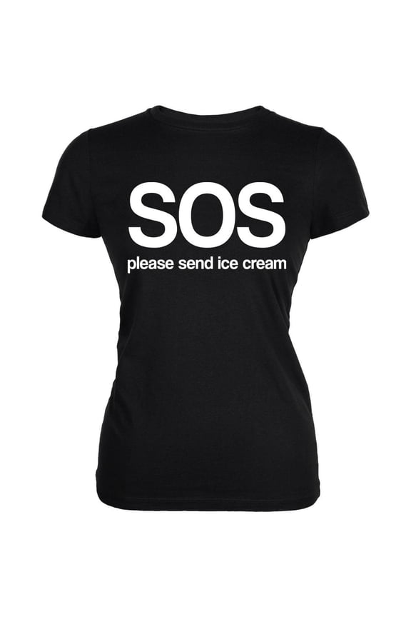 SOS Please Send Ice Cream Juniors Soft T Shirt Black LG