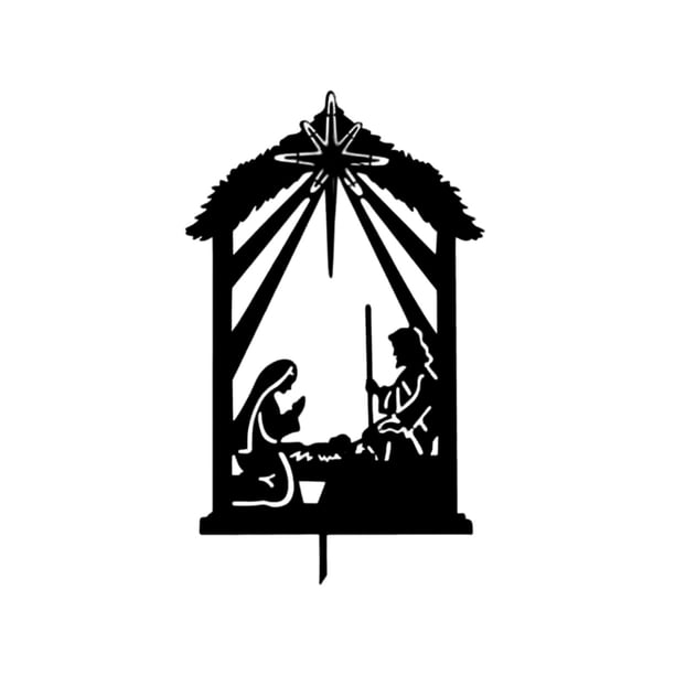Brocheta de silueta de Belén navideño, decoración de césped, estaca de metal versátil para exteriores para pasillo, entrada, decoración de parque infa Estilo B