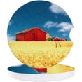 thumbnail image 1 of RYLABLUE Red House and Field Under Sky Set of 6 Car Coaster for Drinks, Absorbent Ceramic Stone Coasters Cup Mat with Cork Base for Home Kitchen Room Coffee Table Bar Decor, 1 of 5