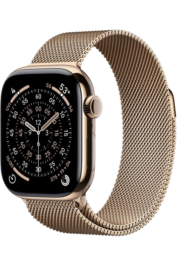 Pre-Owned Apple Watch Series 11 [GPS + Cellular 42mm] Smartwatch with Gold Titanium Case with Gold Milanese Loop