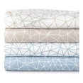 thumbnail image 6 of Geometric Maze Collection, 4-Piece King Size Fitted Sheet and Pillow Cases and Flat Sheet, 14-Inch White King Size Sheets Deep Pocket Set, White Sheets with Blue Pattern, 6 of 7