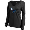 thumbnail image 2 of Women's Black Charlotte Hornets Midnight Mascot Long Sleeve V-Neck T-Shirt, 2 of 3