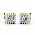 thumbnail image 1 of JeenMata Aros con Halo de Moissanita de Corte Princesa de 1,1 Quilates y Doble Punta Bañados en Oro Amarillo de 18 K sobre Plata, 1 of 5