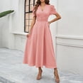 thumbnail image 3 of SMihono Womens A Line Dress Formal Summer Elegant Dresses Trendy Casual V Neck Dress Short Sleeve Vacation Cocktail Dress Pink L, 3 of 5