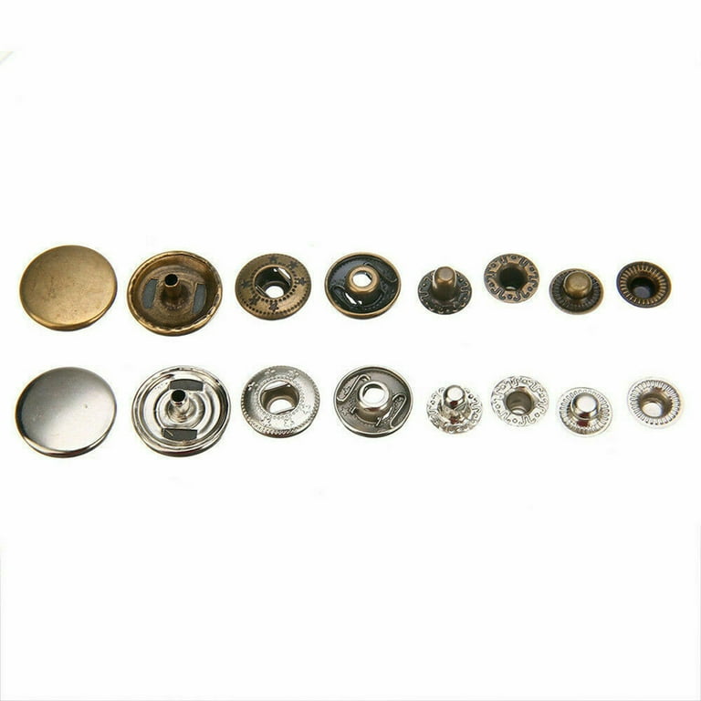 100pcs Leather Snap Fasteners Kit, 3 Sets Stainless Steel Button Snaps  Press Studs Fastener, Leather Snaps for Clothes, Jackets, Jeans Wears,  Bracelets, Bags (Standard) 