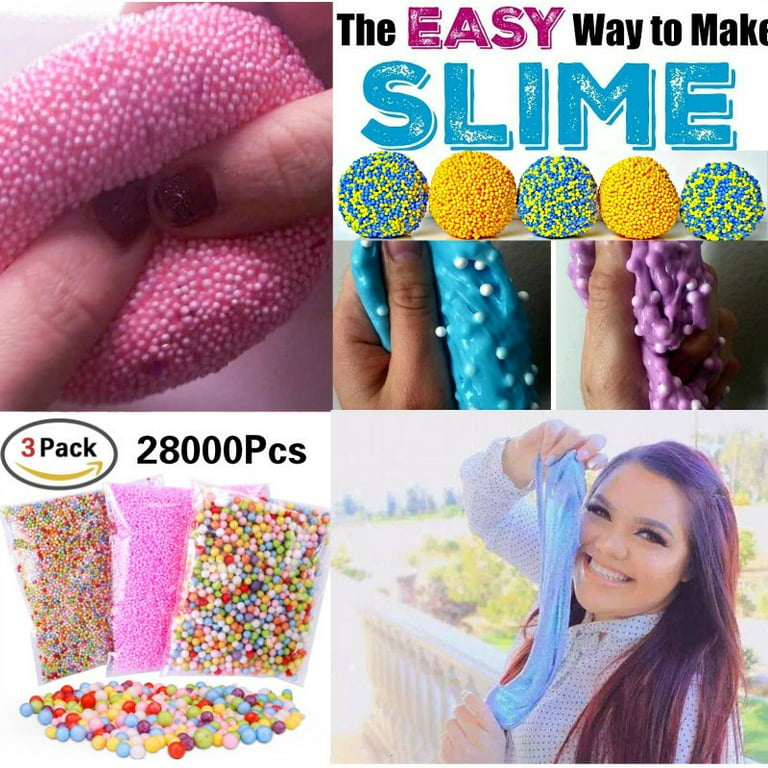 15 Pack Colorful Styrofoam Foam Balls for Slime Party Decoration with Slime  Tools and Fruit Slice for Slime Making Art DIY Craft