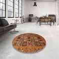 thumbnail image 4 of Ahgly Company Machine Washable Indoor Round Abstract Saffron Red Area Rugs, 4' Round, 4 of 7