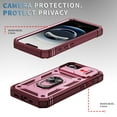 thumbnail image 2 of Compatible with iPhone 16e with Sliding Cover Lens Protection & Kickstand, Built-in 360° Rotate Ring Stand Magnetic Card Slot Hybrid Cover Case for iPhone 16e, Pink+Red, 2 of 9
