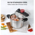 thumbnail image 3 of Koch Systeme CS Stainless Steel Pressure Cooker 8.5 Quart, 3-in-1 Olla de Presion, Easy One-Hand Lock, 18/10 Stainless Steel, Stovetop Presssure Cooker, Induction Compatible, with Glass Lid & Steamer, 3 of 11