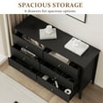 thumbnail image 6 of Heynemo Black Fluted 6 Drawer Dresser, Wide Modern Storage Cabinet for Bedroom Living Room Hallway, 6 of 10