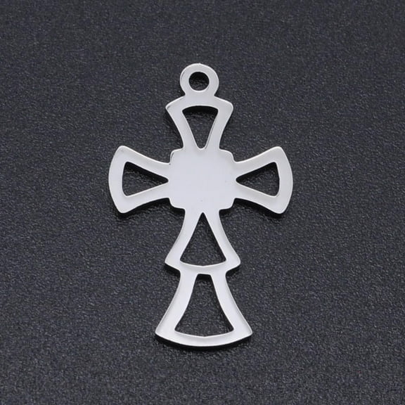 Non-Tarnish 201 Stainless Steel Pendants Laser Cut Pendants Cross Stainless Steel color 22.5x14x1mm Hole: 1.5mm