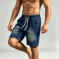 thumbnail image 4 of HappyYEE Men’s Jean Shorts, Loose Vintage Washed Denim Shorts Elastic Waist Casual Summer Jean Bottoms with Pockets XS, 4 of 5