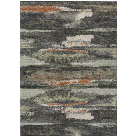 HomeRoots 612490 10 x 14 ft. Charcoal Copper & Ivory Abstract Washable Indoor & Outdoor Rectangle Area Rug