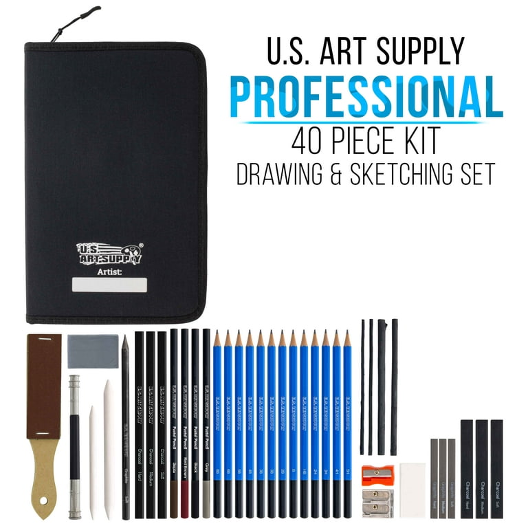 Schiller's 37-piece Sketch Kit, Premium Sketch Art Supplies For Artists,  Include Colored, Graphite, Charcoal, Watercolor,metallic & Pastel Pencils,  Dr