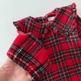 thumbnail image 3 of Vestido de niña, ropa de otoño, ropa para niños, vestido de moda con solapa a cuadros y costura roja para niños, 3 of 4
