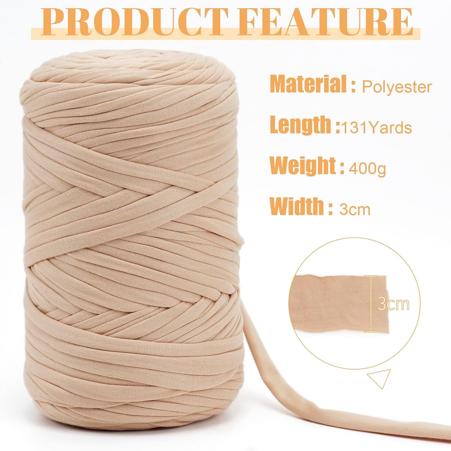 QIUYI T-Shirt Yarn, 400g/131 Yards Elastic Fabric Crochet Cloth T Shirt Yarn, Thick Hand Knitting Yarn for Crocheting Bags/Baskets/Rugs, Home Decor, Crafts (Black)