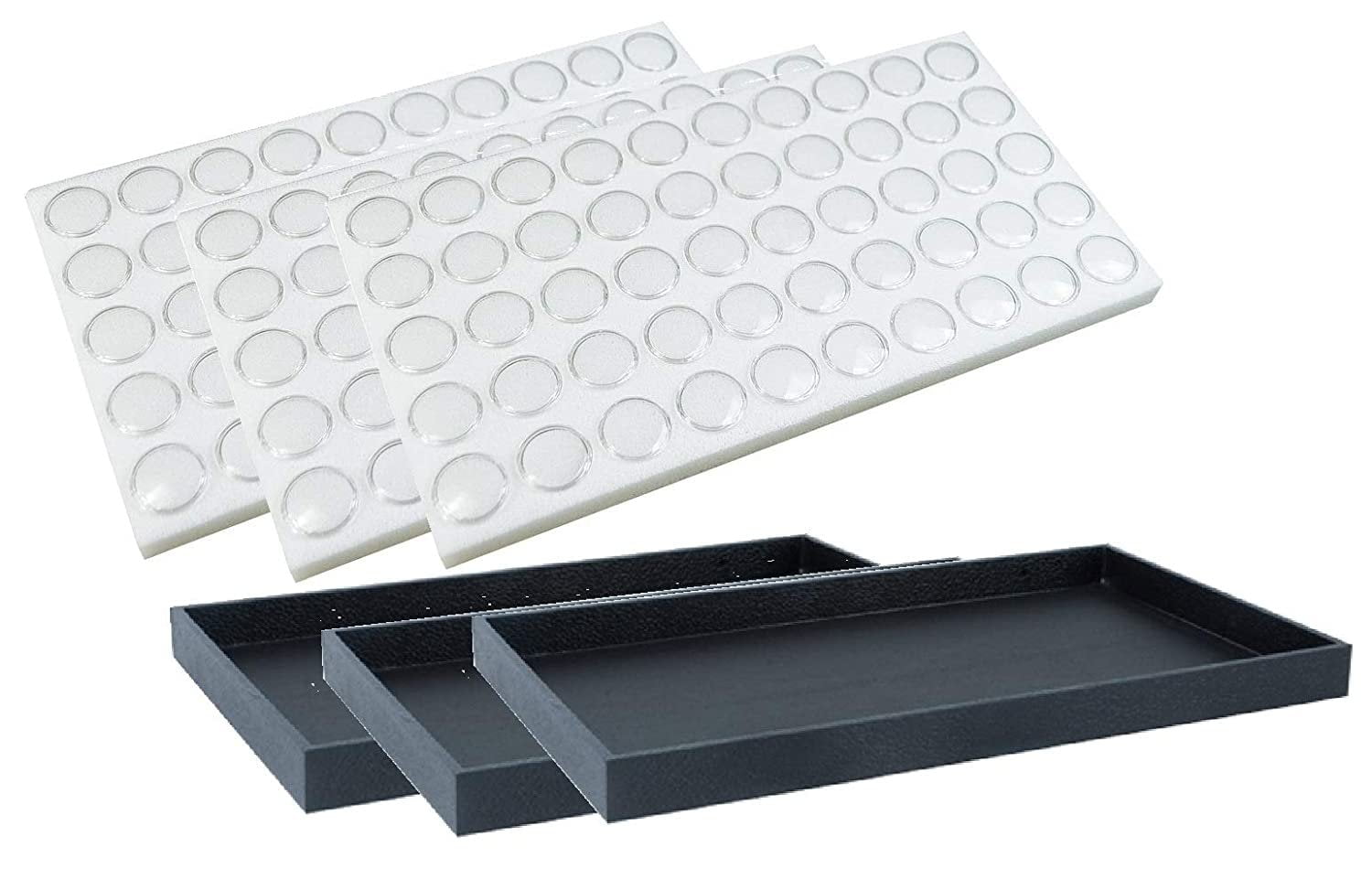 New 50 White Foam Gem Jars Showcase white Stackable Display Tray 