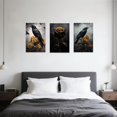 thumbnail image 4 of ZHONGYUTONG Gothic Canvas Wall Art Set of 3 Crow and Rose Art Prints Dark Goth Pictures Halloween Black Crow Painting for Bedroom Bathroom Home Decor Framed (11.00" x 14.00" x 3PCS), 4 of 5