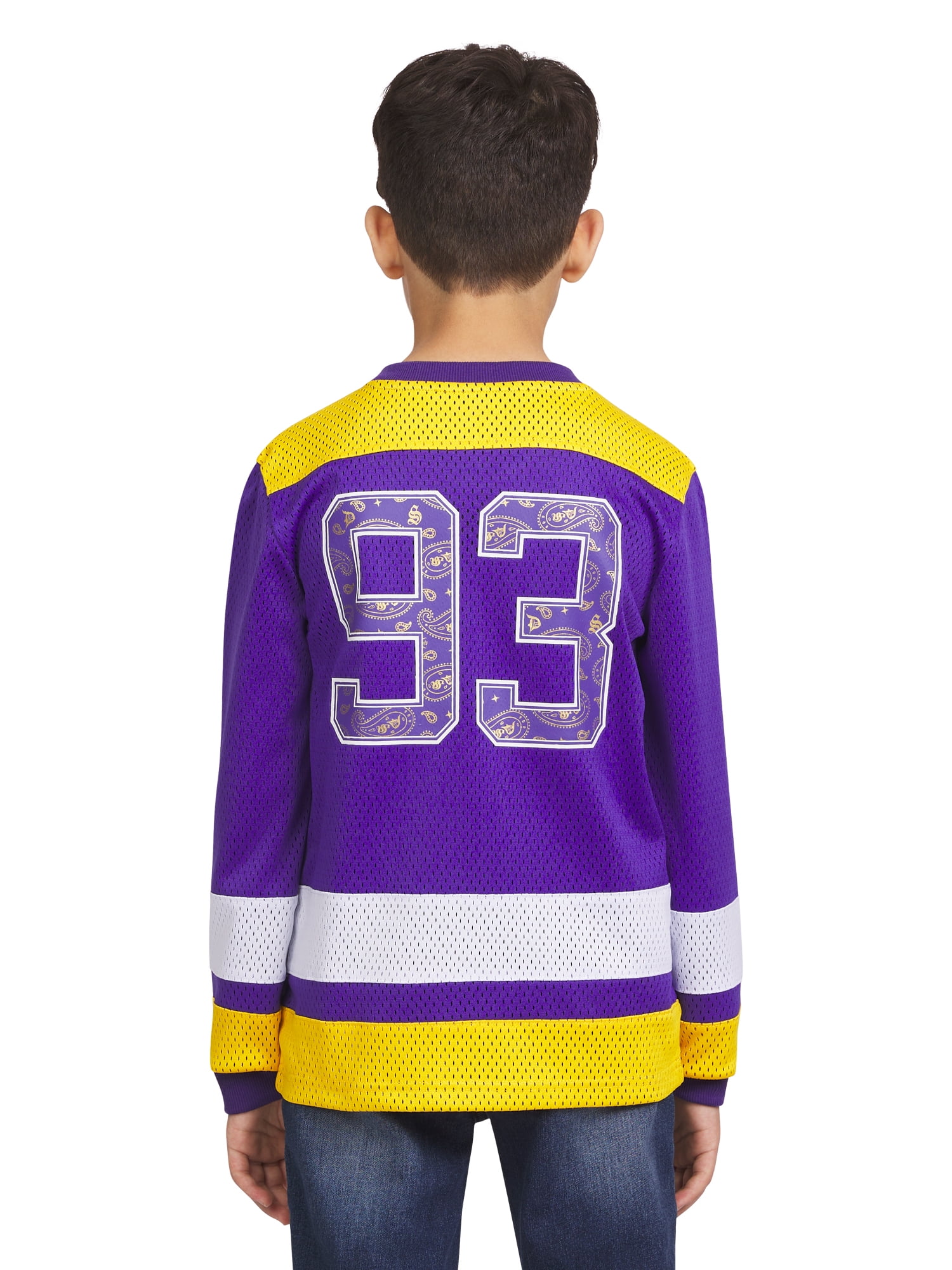 Dogg Supply by Snoop Dogg Boys' Long Sleeve V-Neck Mesh Hockey Jersey, Sizes 4-18